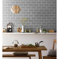 None Metro Grey Bevelled Ceramic Wall Tile 100 X 200mm
