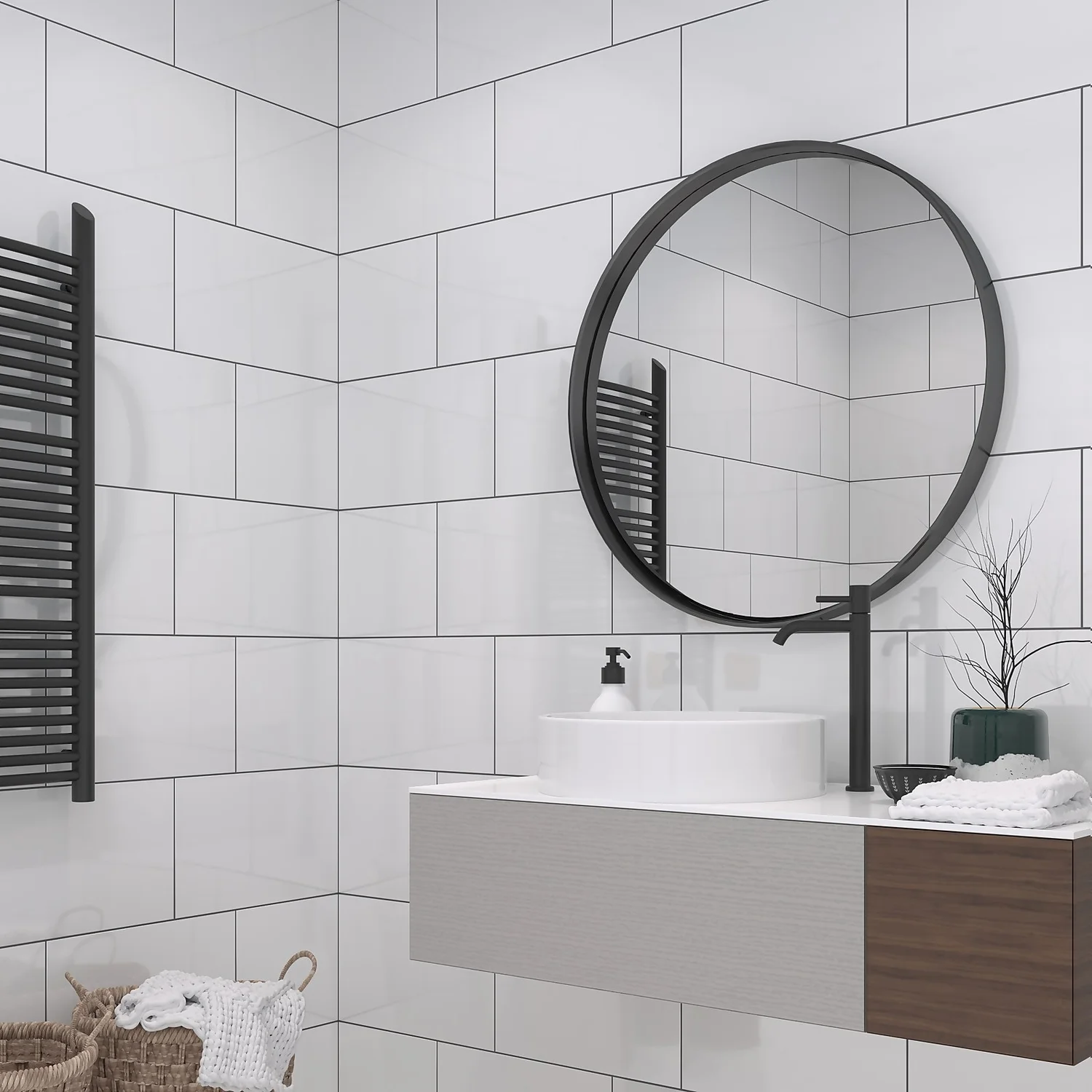 None Plain White Ceramic Wall Tile 250 X 400mm 3 None Plain White Ceramic Wall Tile 250 X 400mm - Image 3