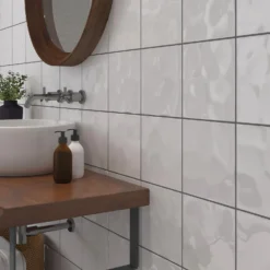 None Bumpy White Ceramic Wall Tile 200 X 200mm