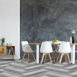 None Venice Grey Herringbone Vinyl Sheet Flooring 3x2m Roll -Floor Store 13053380 5495002421390949
