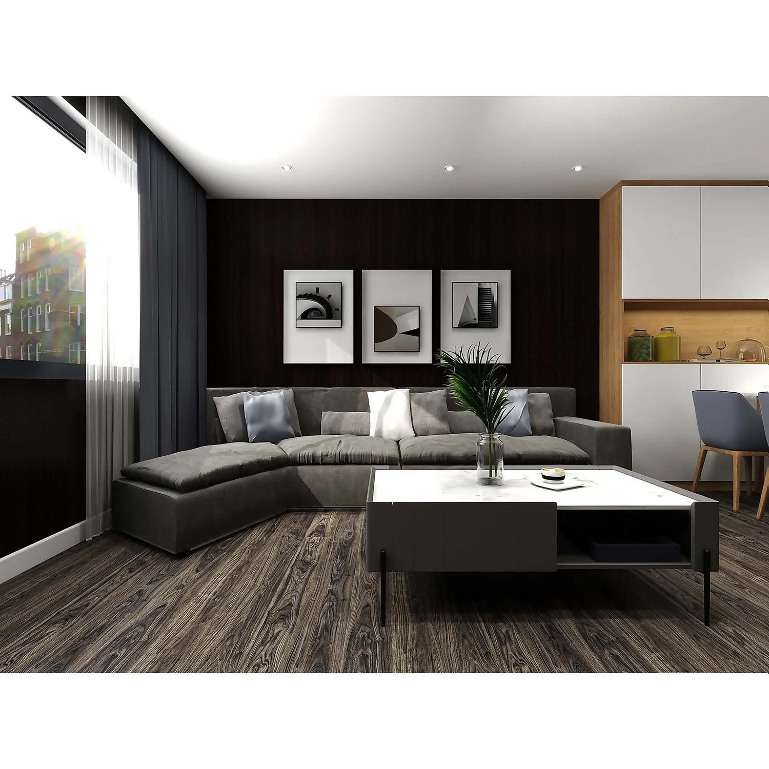 None Rigid Core Luxury Vinyl Flooring Classic Walnut Plank 3 None Rigid Core Luxury Vinyl Flooring Classic Walnut Plank - Image 3