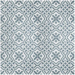 Fiore Teal / White Victorian Pre-scored Porcelain Wall & Floor Tile 450 X 450mm - 1.42sqm Pack -Floor Store 13220597 1194916349962280