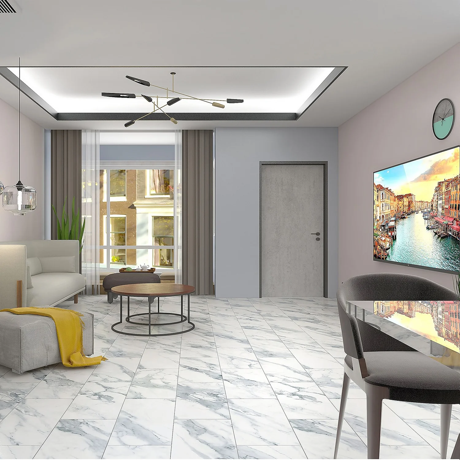 None Rigid Core Marble Tile Luxury Vinyl Flooring - Flooring Sample 1 None Rigid Core Marble Tile Luxury Vinyl Flooring - Flooring Sample