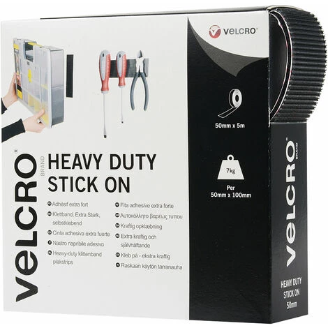 VELCRO® Brand VEL-EC60243 Heavy Duty Stick On Tape 50mm X 5m - Black 1 VELCRO® Brand VEL-EC60243 Heavy Duty Stick On Tape 50mm X 5m - Black