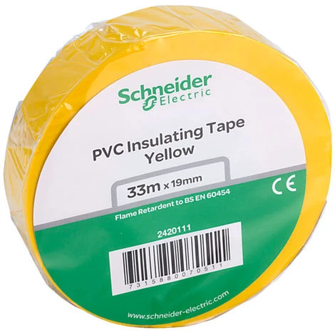 Schneider Electric 2420111 PVC Tape 19mm X 33m Yellow 1 Schneider Electric 2420111 PVC Tape 19mm X 33m Yellow