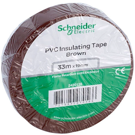 Schneider Electric 2420116 PVC Tape 19mm X 33m Brown 1 Schneider Electric 2420116 PVC Tape 19mm X 33m Brown