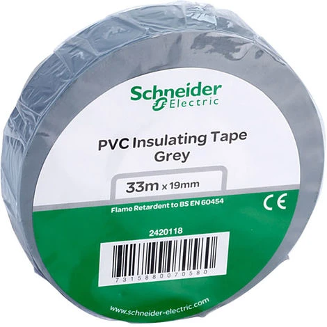 Schneider Electric 2420118 PVC Tape 19mm X 33m Grey 1 Schneider Electric 2420118 PVC Tape 19mm X 33m Grey
