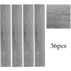 Livingandhome Set Of 36 Planks PVC Self-stick Waterproof Floor Flooring Plank, Light Grey