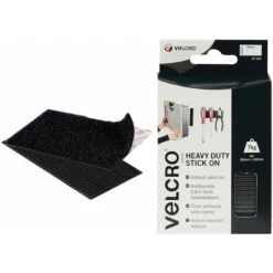 VELCRO® Brand 60239 Heavy-Duty Stick On Strips (2) 50 X 100mm Black