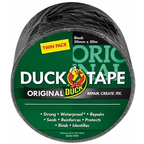 Duck Tape� Original 50mm X 50m Black (2 Pack) SHU232336 1 Duck Tape� Original 50mm X 50m Black (2 Pack) SHU232336