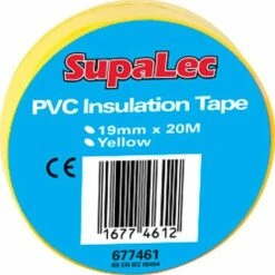 SupaLec PVC Insulation Tapes Yellow 20 Metre Pack 10 - BE38
