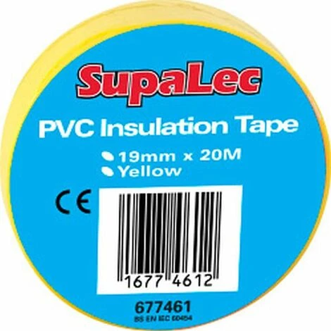 SupaLec PVC Insulation Tapes Yellow 20 Metre Pack 10 - BE38 1 SupaLec PVC Insulation Tapes Yellow 20 Metre Pack 10 - BE38