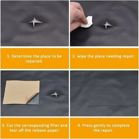 Leather Repair Patch, Leather Patch, 5 Pieces Self-adhesive Leather Patch, Durable, Abrasion Resistant Artificial Leather, Sticker, For Car Seats, Sofas (20 X 30cm, Black) 4 Leather Repair Patch, Leather Patch, 5 Pieces Self-adhesive Leather Patch, Durable, Abrasion Resistant Artificial Leather, Sticker, For Car Seats, Sofas (20 X 30cm, Black) - Image 4