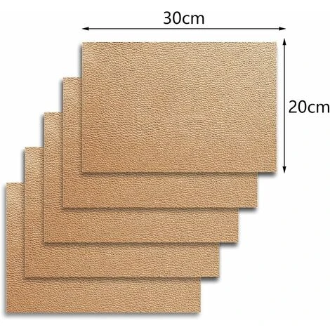 Leather Repair Patch, Leather Patch, 5 Pieces Self-adhesive Leather Patch, Durable, Abrasion Resistant Artificial Leather, Sticker, For Car Seats, Sofas (20 X 30cm, Khaki) 2 Leather Repair Patch, Leather Patch, 5 Pieces Self-adhesive Leather Patch, Durable, Abrasion Resistant Artificial Leather, Sticker, For Car Seats, Sofas (20 X 30cm, Khaki) - Image 2