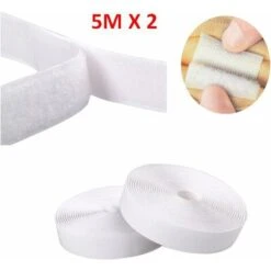 Hook And Loop Strip Tape,5M Double Sided Sticky Tape,Self Adhesive Sticky Back Fastening Tape 20mm Wide - White