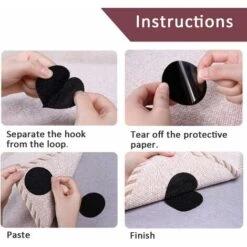 400 Pcs Double Sided Hook Loop Dots Adhesive Sticky Back Coins Self Adhesive Fastener Interlocking Tape For Couch Cushions,Carpet, Stair Treads Carpet, DIY Craft, Round 10mm, White -Floor Store 52489824 3