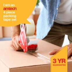 Amtech W8226 4-Pack Of Clear Packing Tape (50m X 48mm) -Floor Store 54688749 3