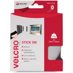 Velcro® Stick On Tape White 20mm X 2.5m 60214