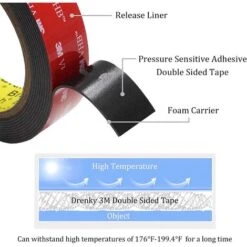 3M VHB Extra Strong Double Sided Adhesive Tape 3m X 10mm Black Waterproof High Temperature Resistance For Indoor & Outdoor, 1pcs -Floor Store 69368568 3