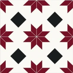 Fine Decor Floorpops Floor Tiles (Pack Of 10) (One Size) (Black/White/Red)