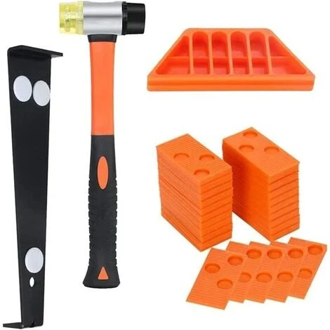 Laminate Flooring Kit With 40 Spacers, Double Headed Mallet, Tapping Block And Pull Up Bar (Orange) 1 Laminate Flooring Kit With 40 Spacers, Double Headed Mallet, Tapping Block And Pull Up Bar (Orange)