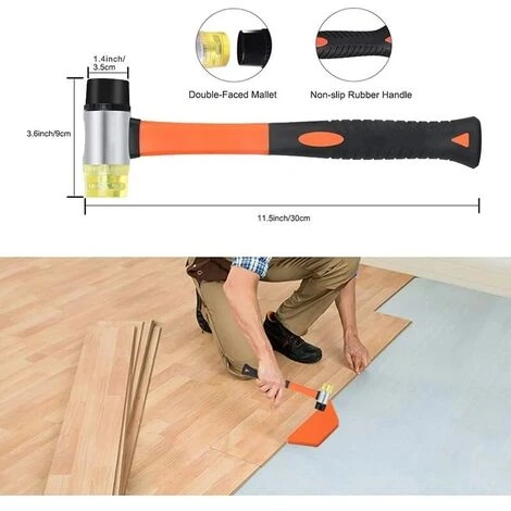 Laminate Flooring Kit With 40 Spacers, Double Headed Mallet, Tapping Block And Pull Up Bar (Orange) 2 Laminate Flooring Kit With 40 Spacers, Double Headed Mallet, Tapping Block And Pull Up Bar (Orange) - Image 2