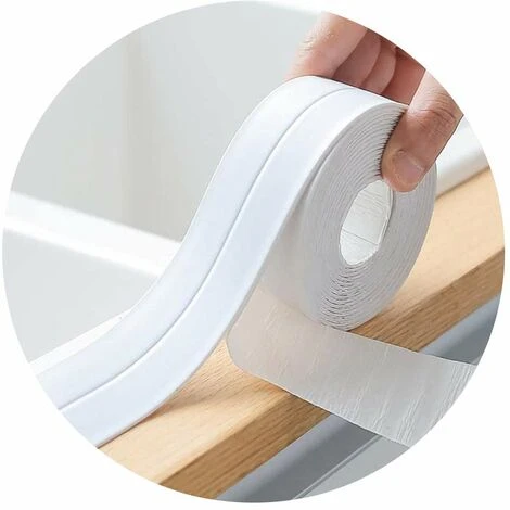2pcs Bathroom Sealing Tape, PE Flexible Self-adhesive Tape For Decorating Kitchen (3.2m3.8CM, White) 2 2pcs Bathroom Sealing Tape, PE Flexible Self-adhesive Tape For Decorating Kitchen (3.2m3.8CM, White) - Image 2
