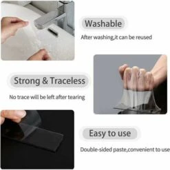 Extra Strong Double Sided Adhesive Tape 6M Clear Washable Thin Nano Tape Removable Traceless Non Slip Reusable Double Sided Gel Tape For Carpet, Home Or Office -Floor Store 91164890 4