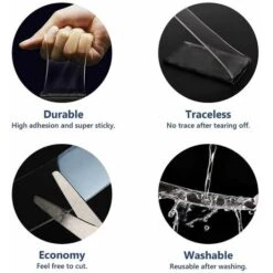 6M Double Sided Extra Strong 2 Pcs Double Sided Clear Strong Nano No Drilling Tape Reusable Multifunctional Washable Double Sided Tape For Carpets Cars (3M -Floor Store 91167836 4