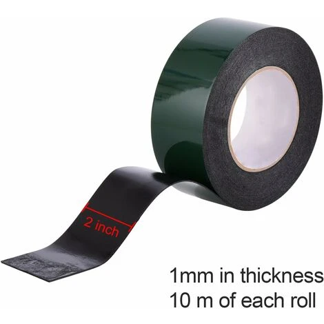 10m (50mm) Double Sided Foam Tape Waterproof Sponge Tape, Black 2 10m (50mm) Double Sided Foam Tape Waterproof Sponge Tape, Black - Image 2