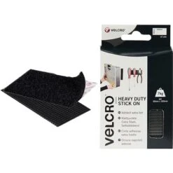VELCRO® VELCRO Brand 60239 VELCRO Brand Heavy-Duty Stick On Strips (2) 50 X 100mm Black VEL60239