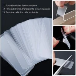 120 Pieces Extra Strong Double Sided Adhesive Tape Washable Clear Tape, Reusable Super Strong Waterproof Tape For DIY Home Or Car -Floor Store 92487052 5