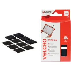 VELCRO® VELCRO Brand 60236 VELCRO Brand Stick On Squares 25mm Black (Pack 24) VEL60236