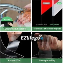 Heavy Duty Double Sided Tape (3m), Versatile Removable Mounting Tape, Heavy Duty Washable Adhesive Strips For Walls, Clear Tape, Sticky Item Mat, Household -Floor Store 92866532 5