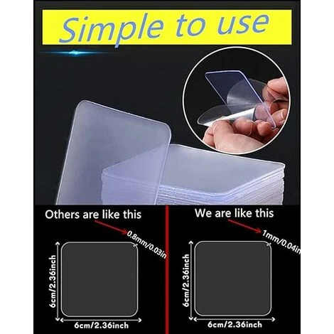 Double Sided Mounting Tape, Pack Of 20 Pieces, Squares (2.36inch2.36inch), Nano Adhesive Tape Double Sided Stickies Tape, Washable Removable Multipurpose Clear Industrial Tape 4 Double Sided Mounting Tape, Pack Of 20 Pieces, Squares (2.36inch2.36inch), Nano Adhesive Tape Double Sided Stickies Tape, Washable Removable Multipurpose Clear Industrial Tape - Image 4