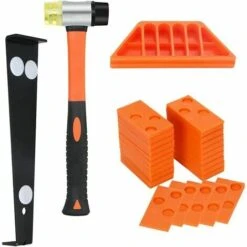 Laminate Flooring Kit With 40 Spacers, Double Headed Mallet, Tapping Block And Pull Up Bar (Orange)