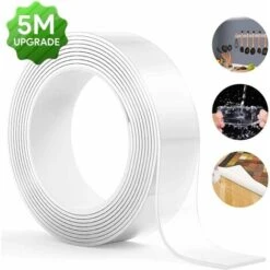 LITZEE Miscellaneous Adhesive Tape Ultra Strong Double Sided Adhesive Tape Washable Without Leaving Traces Transparent 5m