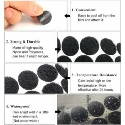 LITZEE 100 Pcs Self-adhesive Scratch Tape Round,10mm Circles With Self Adhesive Hooks And Loops(Black) -Floor Store 96306616 4