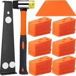 Laminate Flooring Installation Kit, Laminate Flooring Installation Kit With 60 Punching Block Spacers, Heavy-Duty Pull-Up Bar And Fiberglass Mallet, Non-Slip Soft Grip